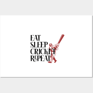 Eat Sleep Cricket Repeat Posters and Art